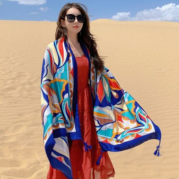 2/$24 NEW Beach Coverup Body Wrap Large Blanket Head Scarf Abstract Printed - Picture 7 of 13